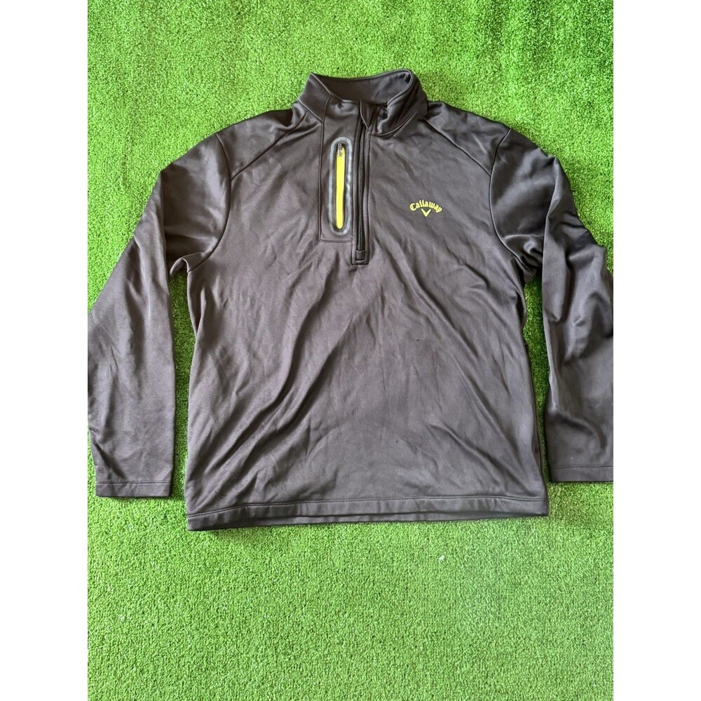 Callaway Mens Pullover 1/4 Zip Sweatshirt Golf Size Medium Black Fleece Lined